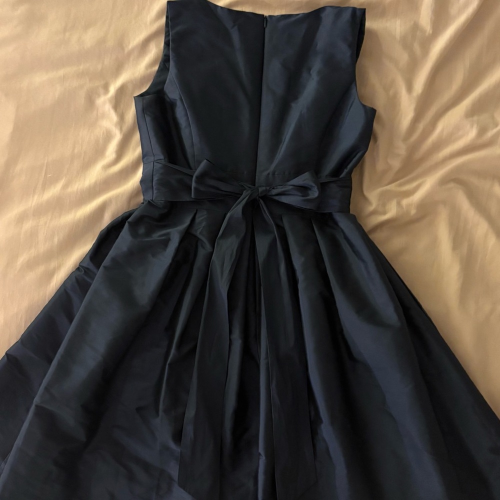 ALFRED SUNG Navy Pleated Fit and Flare Mini Dress - Picture 2 of 4